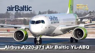 Airbus A220-371 from Air Baltic YL-ABQ arrival at Salzburg Airport SZG BT835 from Tallinn