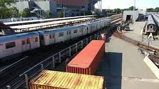 NYC SUBWAY R188 7 TRAIN YARD MOVE AT CORONA YARD IN FLUSHING MEADOWS CORONA PARK QUEENS