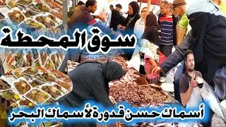 سوق محطة مصر أسكندرية# حسن قدورة أكبر حلقة أسماك البحر وأطباق جاهزة جمبرى ٢٠ج