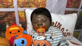 Dressing and bottle feeding Enzo #vlogtober #halloween #reborndoll 🎃👻🎃