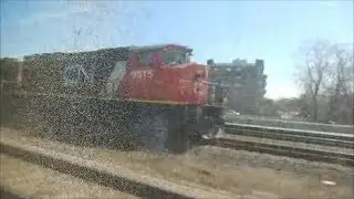 ALMOST PACING A CN TRAIN FROM AN AMT COMMTUER