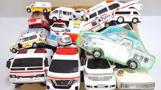 Emergency vehicle ambulance miniature cars 🚑 Collect lots in a box and check how they drive uphill!