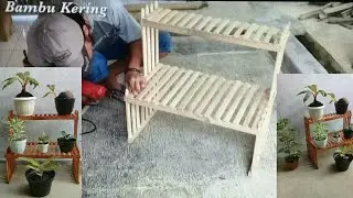 Cara Membuat Rak Pajangan Bunga dari Bambu