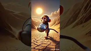 A farmer and monkey go to the desert and fill the water with a pot😭😔 #ai #farmer #monkey  #cartoon