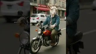 White Goat Rides Honda 125 While Texting on iPhone &ndash; Unreal Footage!