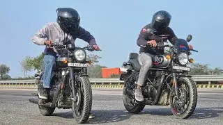 Jawa 42 FJ vs RE Hunter 350 || Drag Race || top end battle 