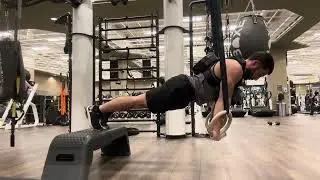 Weighted Ring Push Ups (7 reps 40 lbs)