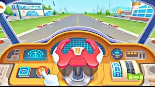 BABY PANDA SCHOOL BUS|Airplane|3D School Bus Driving Game For Kids|Driving Simulation 
