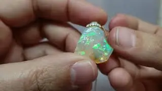 Ethiopian Carved Opal Pendant 14k Gold Necklace - Gabriel Mosesson Jewelry