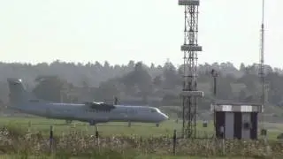 ATR 72 at City Airport, ESGP, taxing after landing to parking/gate at afternoon