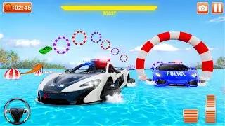 Water Surfer Police Car Race - Beach Car Floating Driving Game - Android GamePlay #2