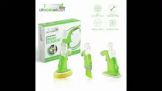 URSCRUBRUSH Multipurpose Cleaning Brush Scrub Soft Grip Handle Spray Bottle Tool Kit