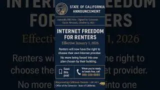 New Law: Renters Choose Their Internet 2026 - State of California