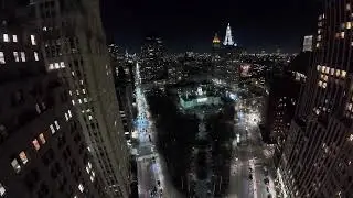 FPV Beautiful NYC at Night. Fulton Street Station.