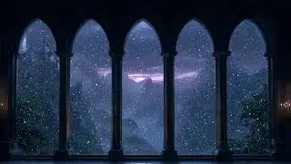 Hogwarts Winter Storm Ambience ❄️ Snow & Wind Through a Castle Window | Sleep Aid