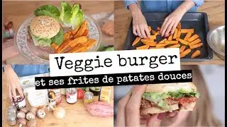 Burger végétalien et ses frites de patates douces (option sans gluten)