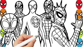 Spider-Man  Coloring  Pages Spider-Man and Friends  draw marvel coloring compilation 57 wow