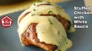 Cheese Stuffed Chicken Recipe | Stuffed Chicken in White Sauce | 3 MIN CUISINE