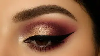  Golden Maroon Cut Crease Eye Makeup | 2025 Trending Glitter Glam Look