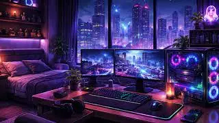 Futuristic Gaming Room 🎮 Lofi Beats to Focus, Game & Chill | Cyberpunk Ambience