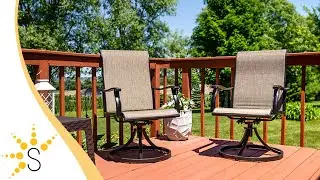 Sunnydaze High Back Swivel Patio Dining Chairs - Brown - Set of 2-DL-936