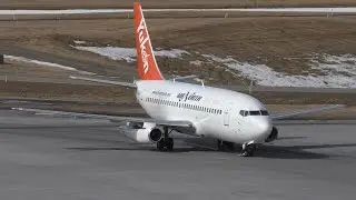 Air North 737-2X6A Combi [C-GANV] Landing and Taxi at Calgary Airport ᴴᴰ