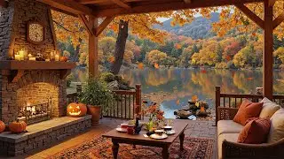 Jazz Relaxing Music at Autumn Coffee Shop Ambience - Smooth Jazz Music & Crackling Fireplace to Work