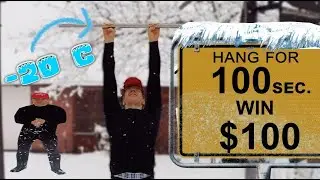 Hang 100 seconds win $100 Challenge in *FREEZING COLD*
