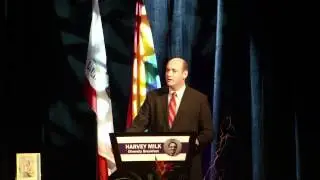 School Board Member Kevin Beiser Presents a Proclamation at the Harvey Milk Breakfast 2012