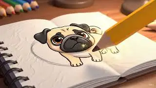 ​How to draw a Cute Pug Puppy! #drawing #dog #pug #shorts
