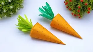 Learn How To Make Paper Carrot Step By Step | DIY Handmade Paper Fruits | School Craft Ideas