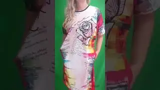 Rochie colorată bumbac OVERSIZED imprimeu trandafir