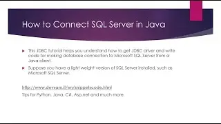 How to Connect SQL Server in Java