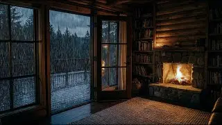 🌧️ Peaceful Rainy Forest Night Ambience | Rain & Fireplace Sounds for Sleeping
