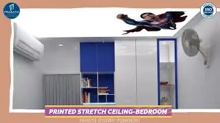 printed stretch ceiling bedroom