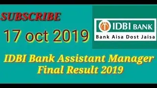 IDBI bank assistant manager final result 2019( full Hindi)