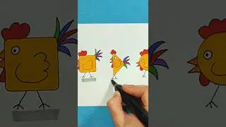 Can you draw a chicken from a triangle, circle or square?⭕🔺⏹️ Watch, then try!✏️ #drawing #funny