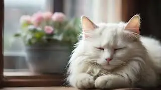 Lofi White Cat - Glam Rock Revelry at the Gibson Guitar Bar♫ - 3mins