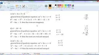 nature of roots of quadratic equations