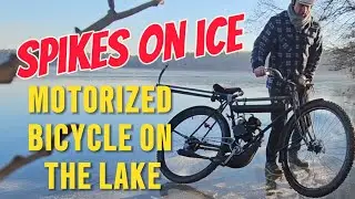Motorized bicycle with spikes tires on ice