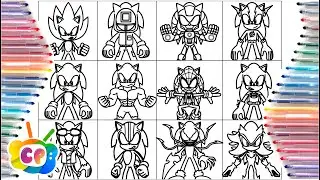 Sonic 12 versions / Sonic coloring pages NEW / How to draw Sonic