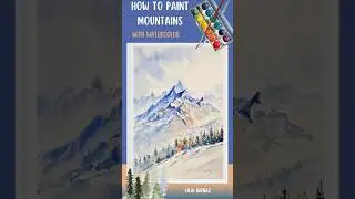 Watercolor mountain winter painting #watercolor #mountains #tutorial #beginners  #winter #easy