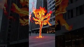 A Burning Tree on a City Street