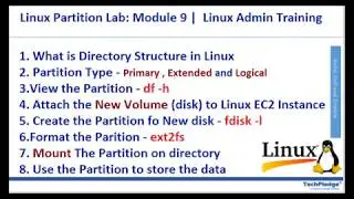 Linux partition Lab: Module 9| Linux System Admin | RHCA| Linux Training | TechPledge Consulting