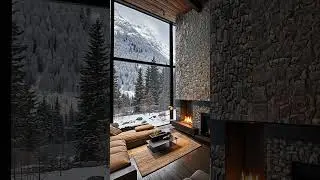 Cozy mountain home 🏡 💕 ✨️ #cozy #fireplace #relax #winter #cabin