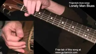 Lonely Man Blues - fingerstyle + TAB! Learn to play blues on guitar