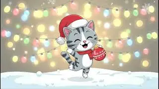 Cute Christmas Cat Character Vector Animation Loop