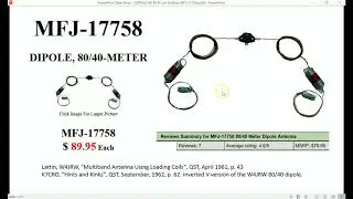 #0152 Dipolo 80-40 m con bobinas,  MFJ 17758 (o trampas?) dual banda HF, por XQ2CG