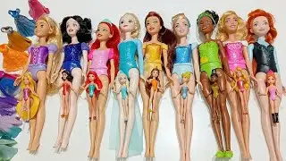 ASMR Most Popular Disney Princess Dolls   lots of colorful rainbow Dresses unpacking surprise toys 