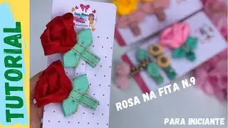 Rosa na fita n.9🌷- Dy Ribbon Bow Hair🎀
